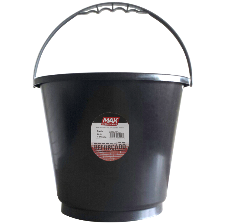 Balde P/ Concreto - Preto - 12L - MAX FER...