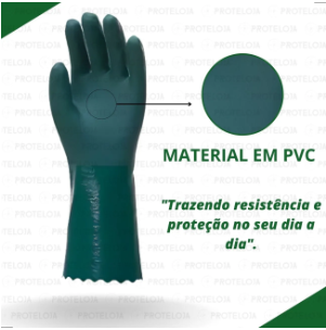 Luva PVC Forrada Palma Áspera - VERDE - 3...