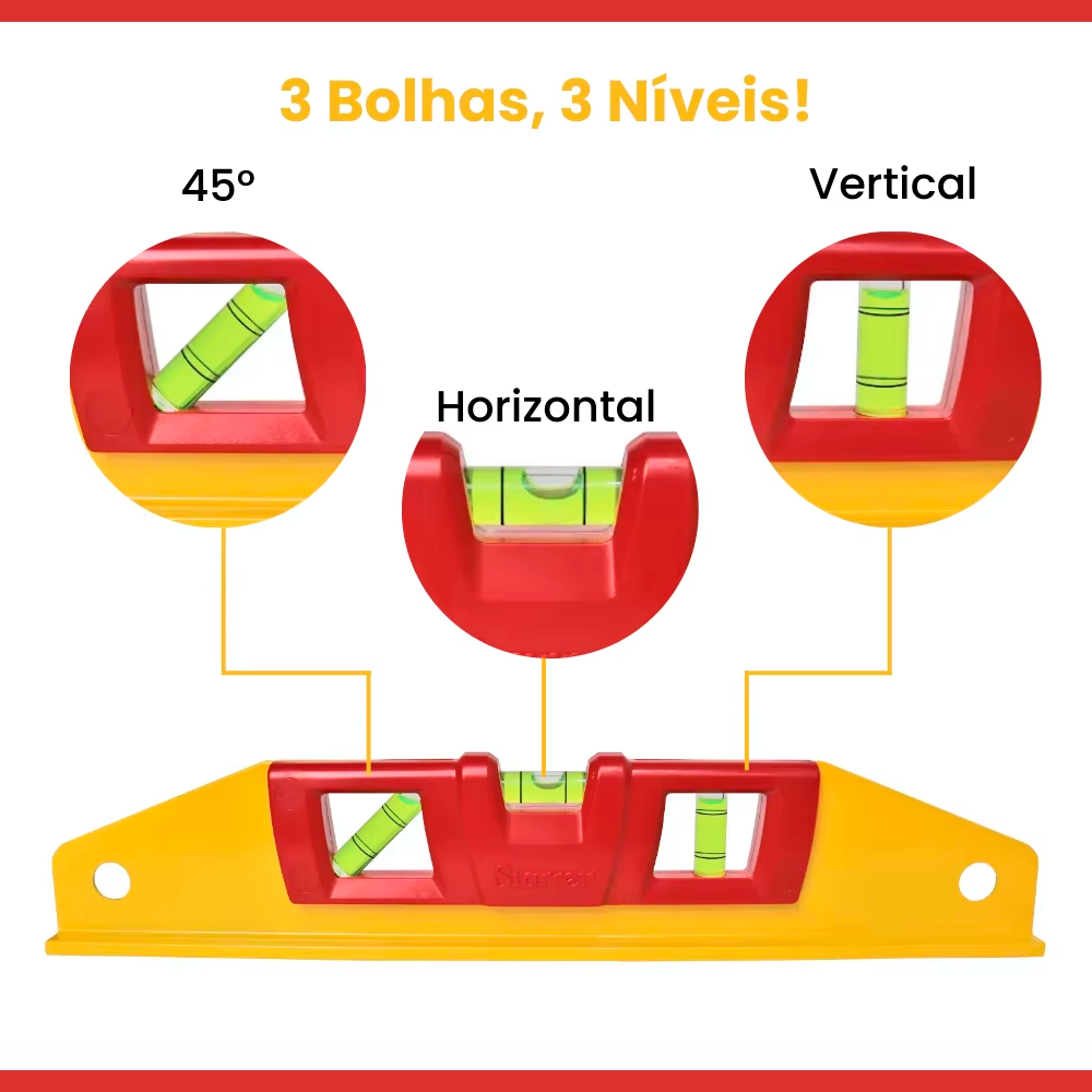 Nível Trapezoidal De Alumínio - 3 BOLHAS ...