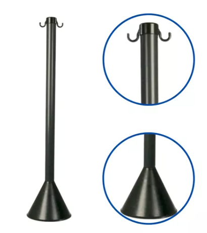 Pedestal P/ Corrente PVC Cor: Preto 90CM ...