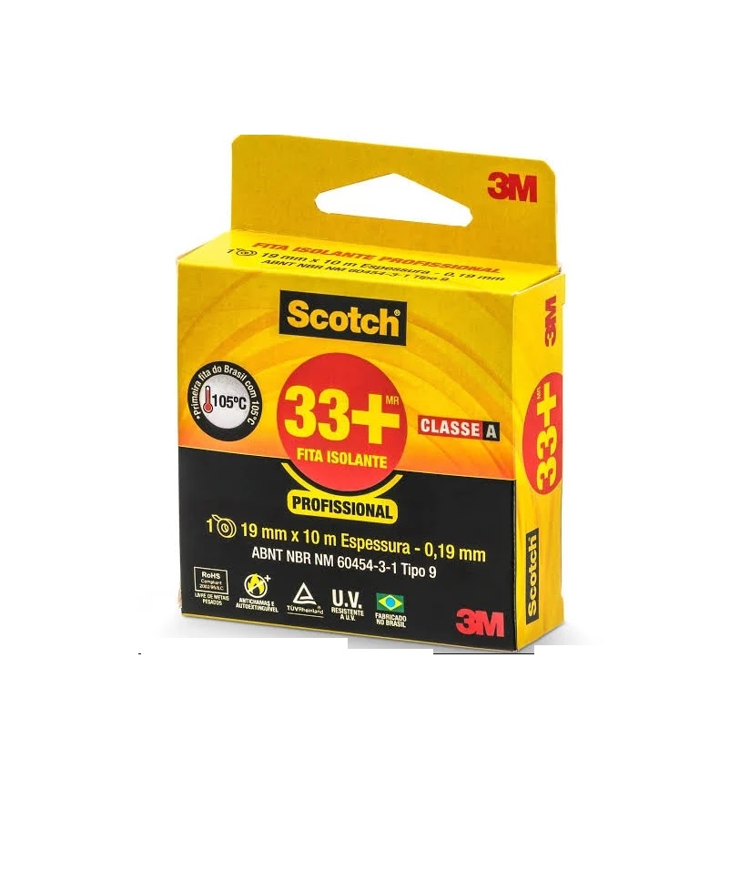 Fita Isolante SCOTCH 33+ Preta - 3M