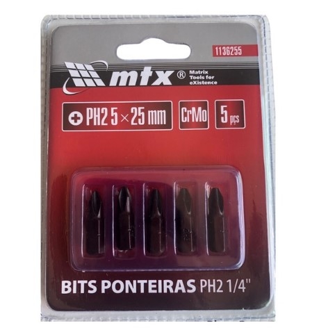 Bits PHILLIPS PH2 (5 Unidades) 1/4 - MTX