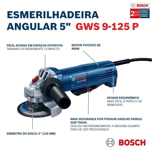 Esmerilhadeira Angular 220V/900W GWS 9-11...