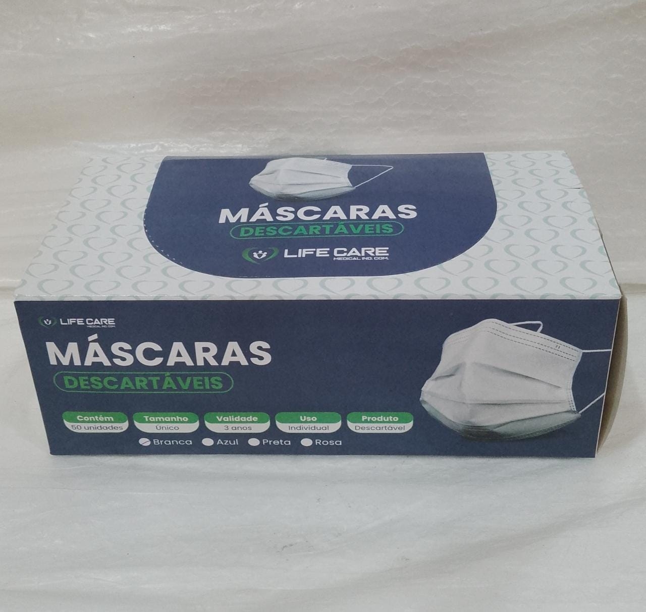 Mascara Descartável Tripla Camada (50 Uni...