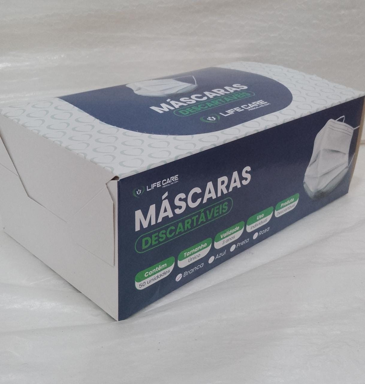 Mascara Descartável Tripla Camada (50 Uni...