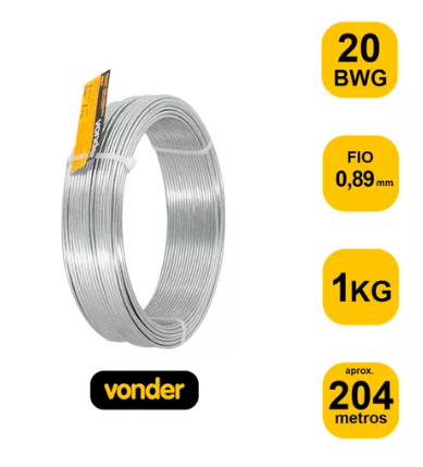 Arame Galvanizado BWG N° 20 - 0,89mm - VO...