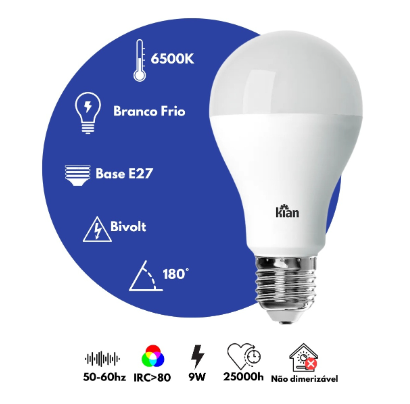 Lâmpada Led Bulbo A60 - 12w/6500k/BIVOLT ...